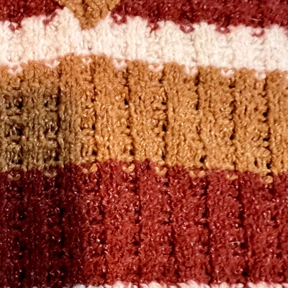 Pink Republic XS Cropped Sweater Women Brown Retro BoHo Striped V-Neck Knit - Picture 3 of 6